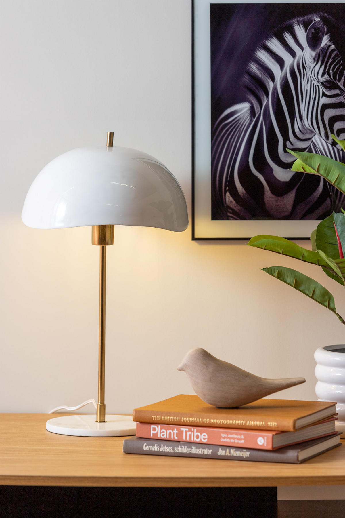 TISCHLAMPE Waved Dome 30/30/56 cm - Weiß, Metall (30/30/56cm) - Leitmotiv