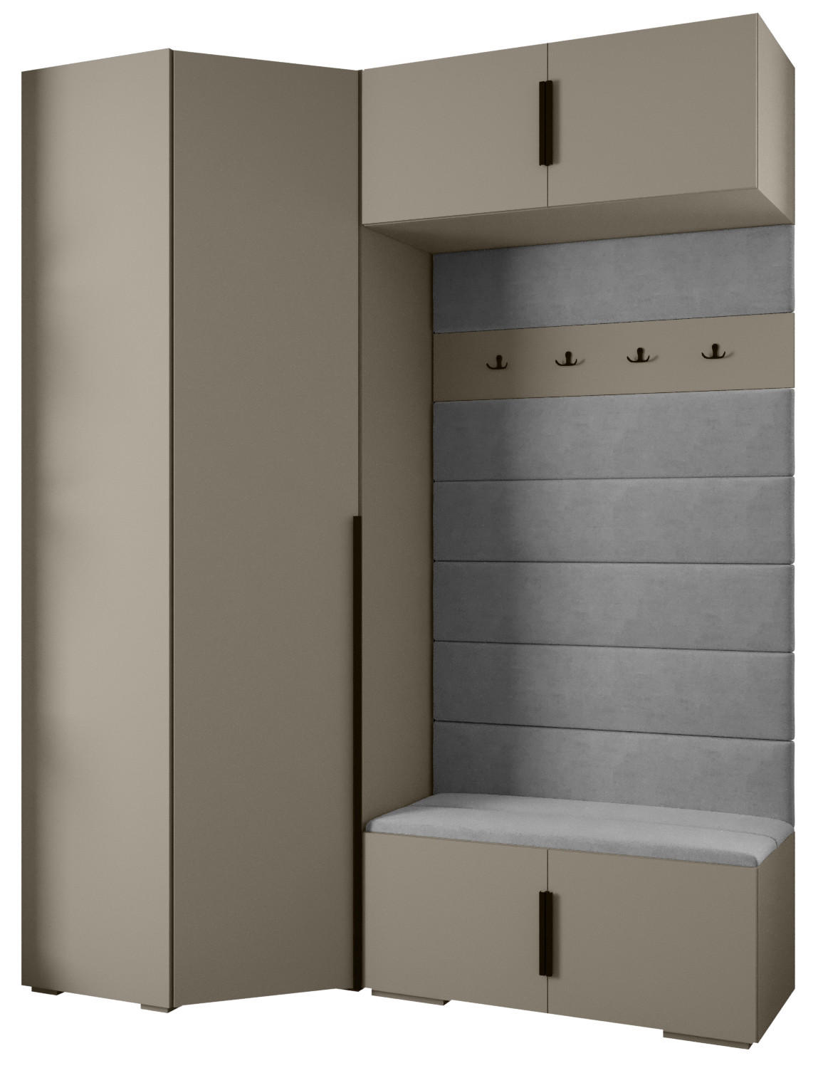 Abiks Möbel Garderoben-Set Kaschmir, Grau, Schwarz 181.7x236.7x47 cm
