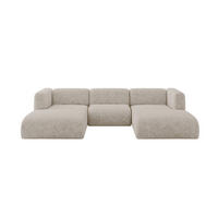 WOHNLANDSCHAFT MIRA-U1 317x179x70 Beige Velours - Beige/Schwarz, Holzwerkstoff/Kunststoff (317/70/179cm) - ALTDECOR