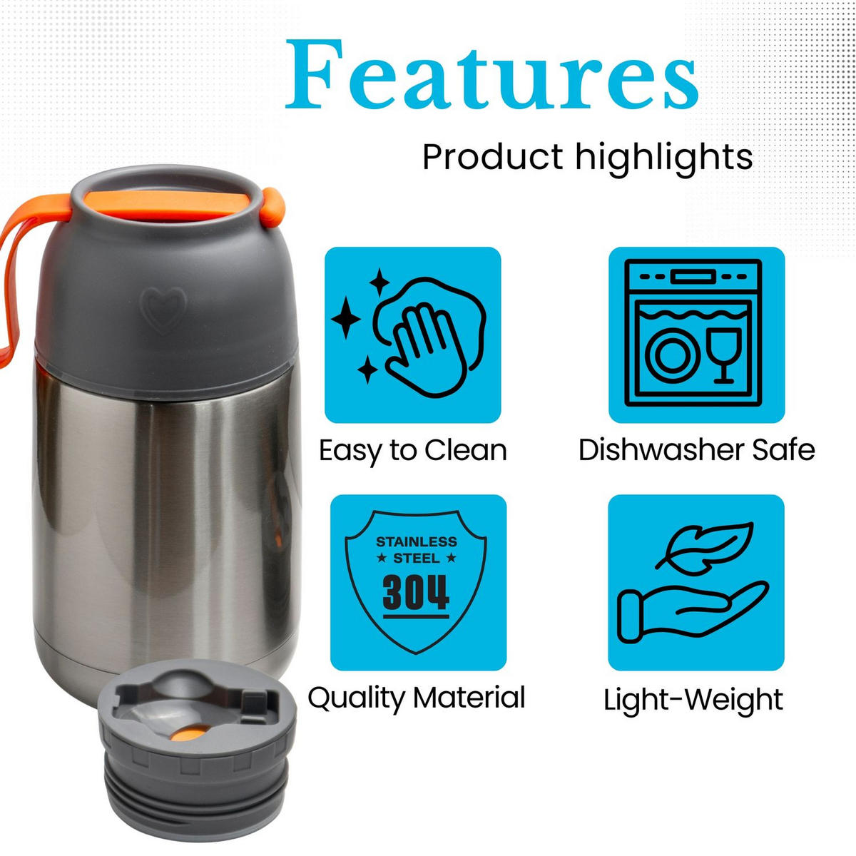 THERMOBEHÄLTER 650ml Auslaufsicher - Grau, Metall (0.65L) - Intirilife