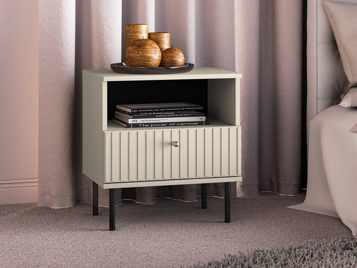 NACHTTISCH Caletto Beige 50 cm - Beige/Goldfarben, Holzwerkstoff/Metall (50/53/34cm) - Selsey