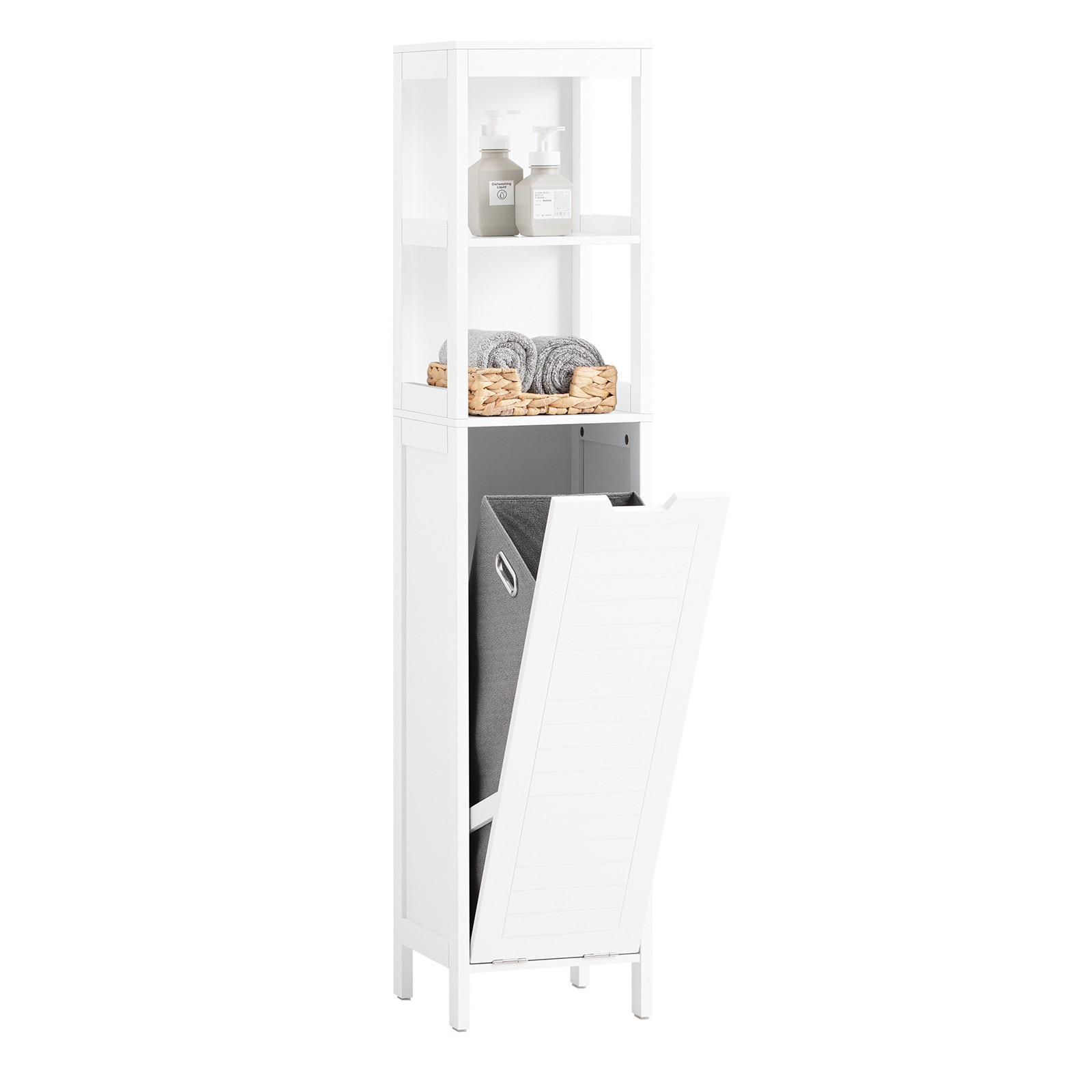 HOCHSCHRANK mit Wäschesack - Weiß, Holzwerkstoff (30/145/30cm) - SoBuy