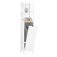 HOCHSCHRANK mit Wäschesack - Weiß, Holzwerkstoff (30/145/30cm) - SoBuy