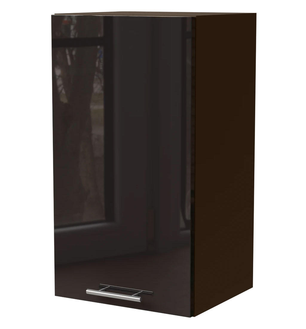 KÜCHENHÄNGESCHRANK Essen W2/40 Schwarz Hochglanz / Lava Matt 40 / 32,5 / 72cm - Schwarz Hochglanz/Dunkelgrau, Holz/Holzwerkstoff (40/72/32.5cm) - Feldmann-Wohnen