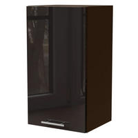 KÜCHENHÄNGESCHRANK Essen W2/40 Schwarz Hochglanz / Lava Matt 40 / 32,5 / 72cm - Schwarz Hochglanz/Dunkelgrau, Holz/Holzwerkstoff (40/72/32.5cm) - Feldmann-Wohnen