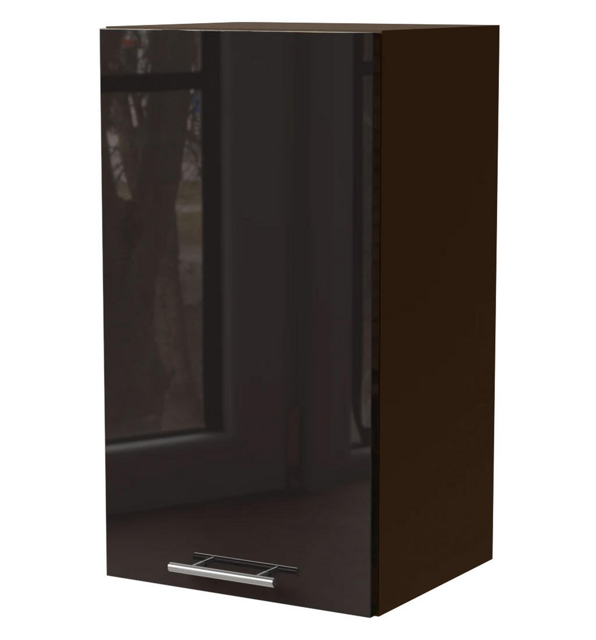 KÜCHENHÄNGESCHRANK Essen W2/40 Schwarz Hochglanz / Lava Matt 40 / 32,5 / 72cm - Schwarz Hochglanz/Dunkelgrau, Holz/Holzwerkstoff (40/72/32.5cm) - Feldmann-Wohnen