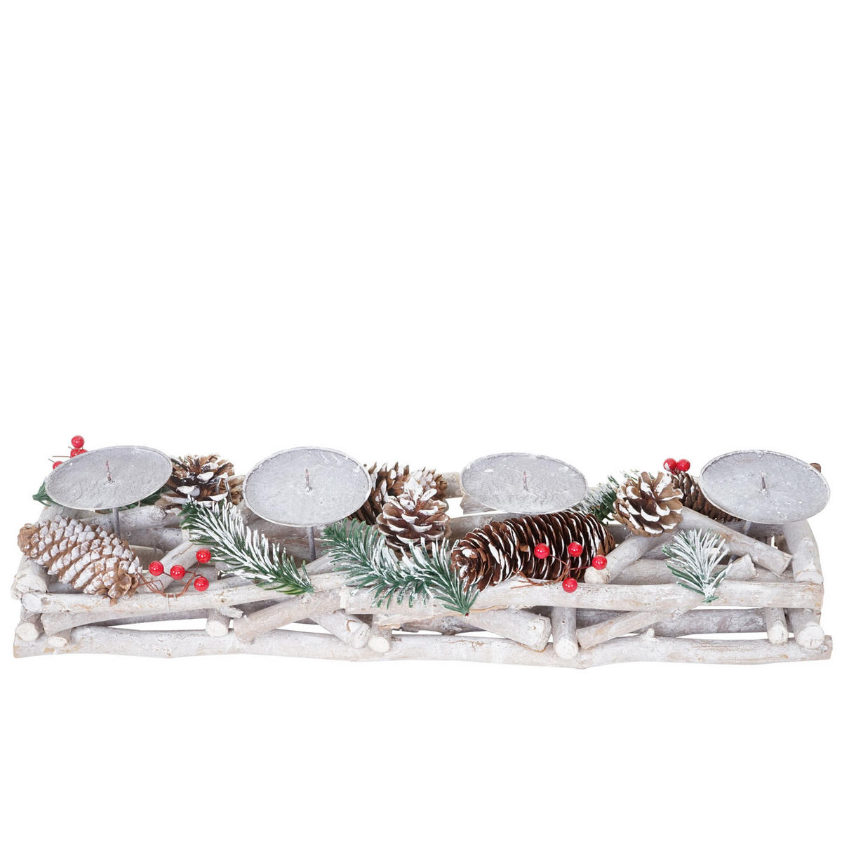 ADVENTSKRANZ LÄNGLICH HOLZ OHNE KERZEN Weiß - Weiß, Holz (11cm) - MCW