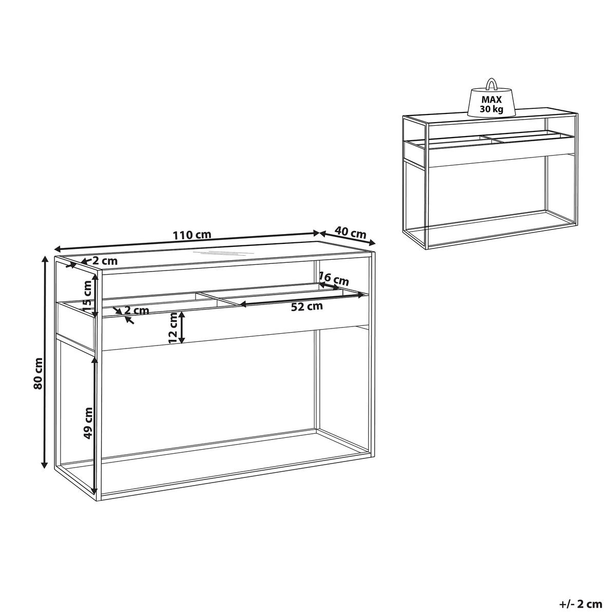 KONSOLENTISCH dunkler Holzfarbton/schwarz 110/40 cm Waco - Dunkelbraun/Schwarz, Metall (40/110/80cm) - Beliani