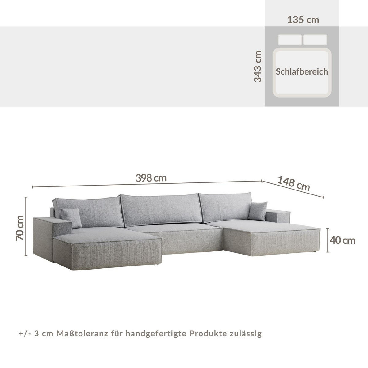 WOHNLANDSCHAFT Kyoto Grün Webstoff - Schwarz/Grün, Holz/Holzwerkstoff (398/70/148cm) - Maison de Reve