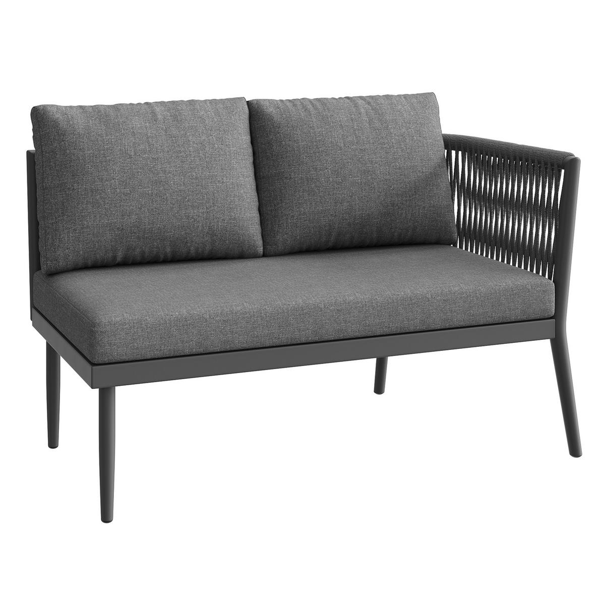GARTENLOUNGE-SET modular 6-tlg. Grau mit 2 Tischen - Grau, Metall - Beauniv