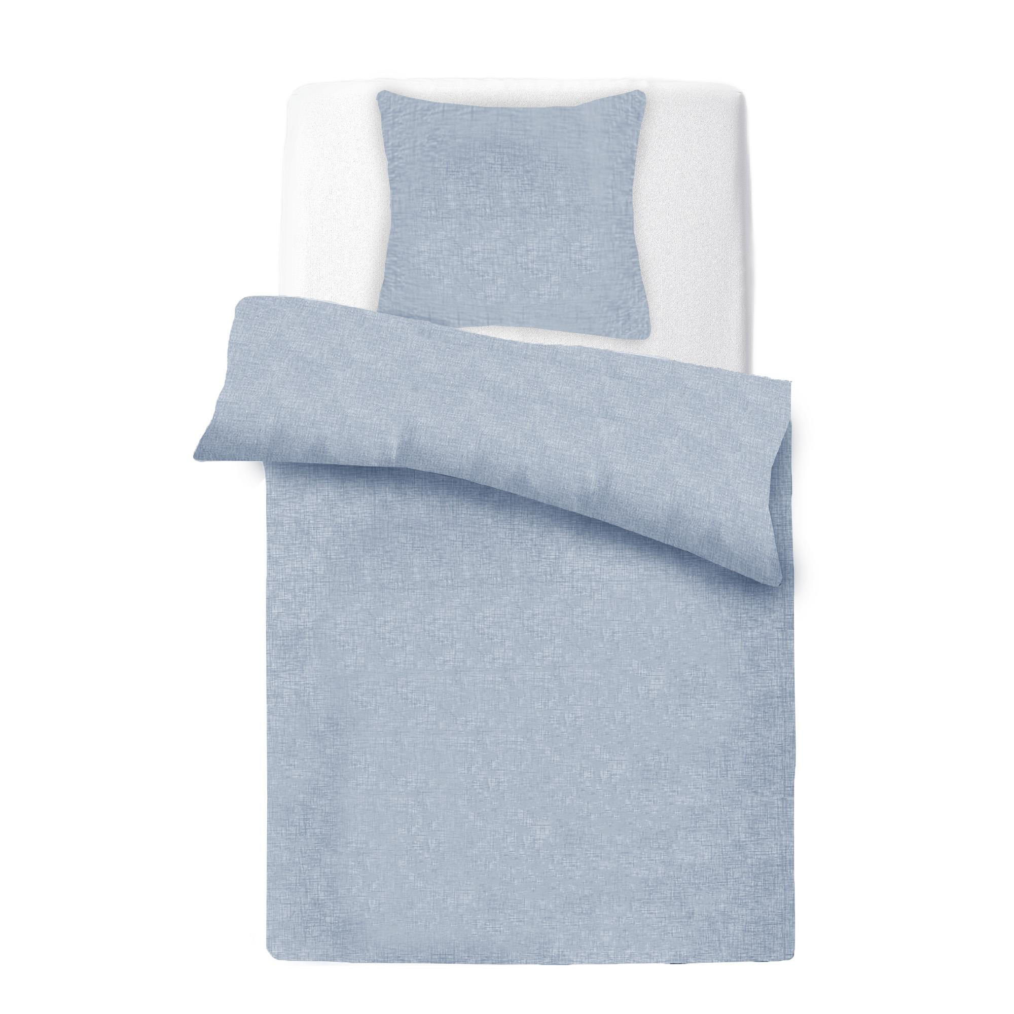 BETTWÄSCHE Micro Melange 80x80 + 135x200cm Blau - Blau, Textil (135/200cm)