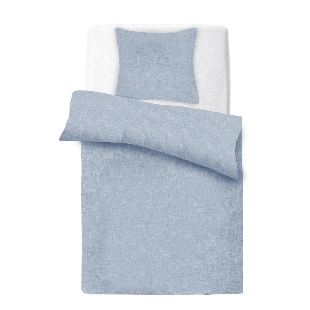 BETTWÄSCHE Micro Melange 80x80 + 135x200cm Blau - Blau, Textil (135/200cm)