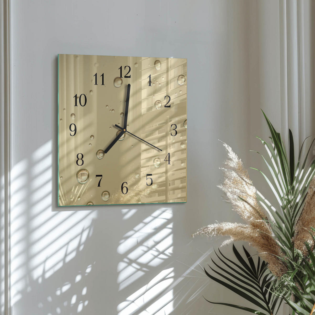 WANDUHR 30x30 cm - Tropfen - Braun, Glas (30/30/0.4cm) - TULUP
