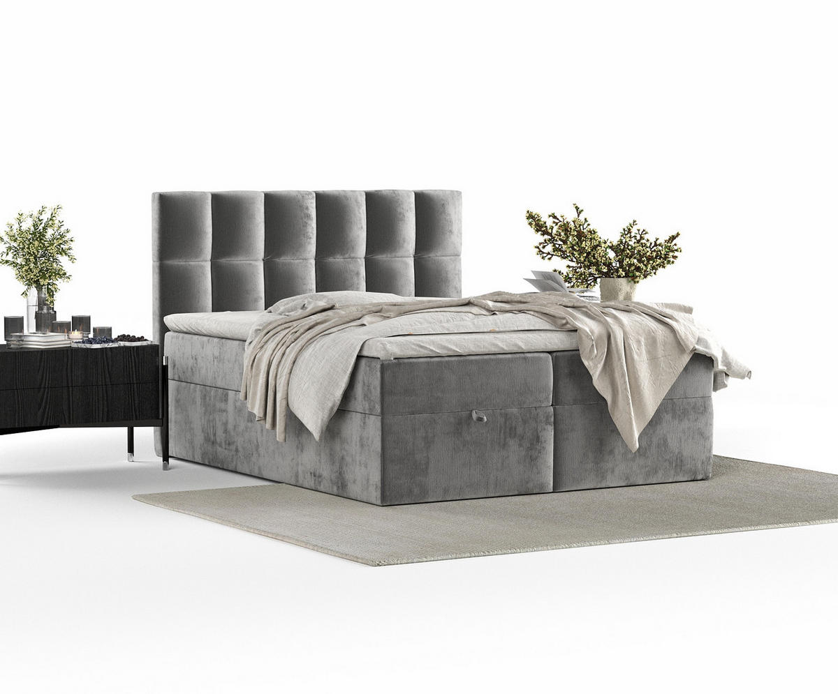BOXBETT Essence Grau 160/200 cm - Schwarz/Grau, Holz/Holzwerkstoff (160/200cm) - Maison de Reve