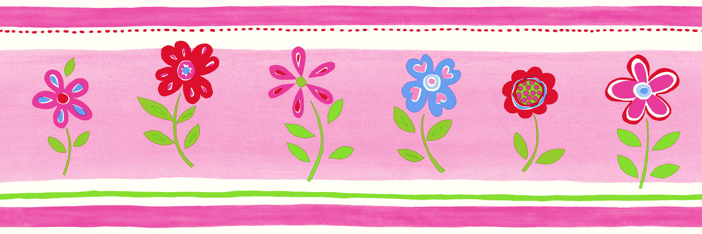 TAPETENBORDÜRE Blumen 500 x 17.6 cm - Pink, Papier (500/0.1cm) - ESTAhome