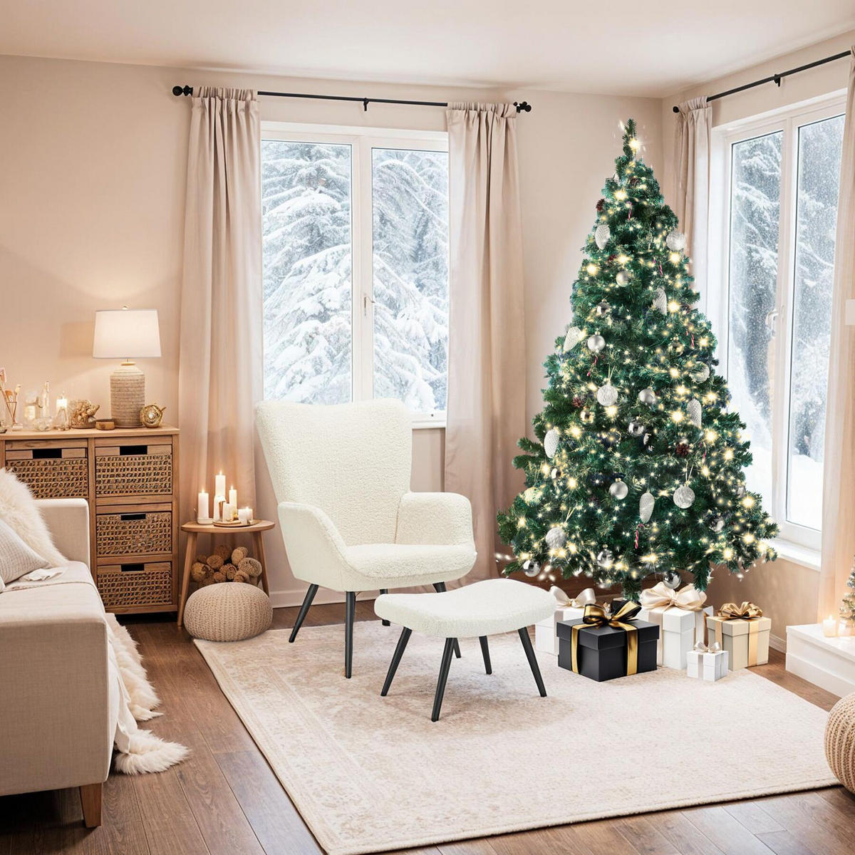 WEIHNACHTSBAUM ,inklusive Metallständer mit Kunststoffkappen,grün - Grün, Kunststoff (180cm) - tectake