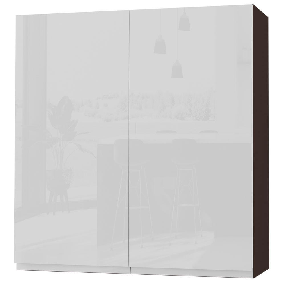 HÄNGESCHRANK Florence W4/90 Lava / RAL 9003 signalweiß HG 90 / 32,5 / 96cm - Dunkelgrau/Weiß Hochglanz, Holz/Holzwerkstoff (90/96/32.5cm) - Feldmann-Wohnen