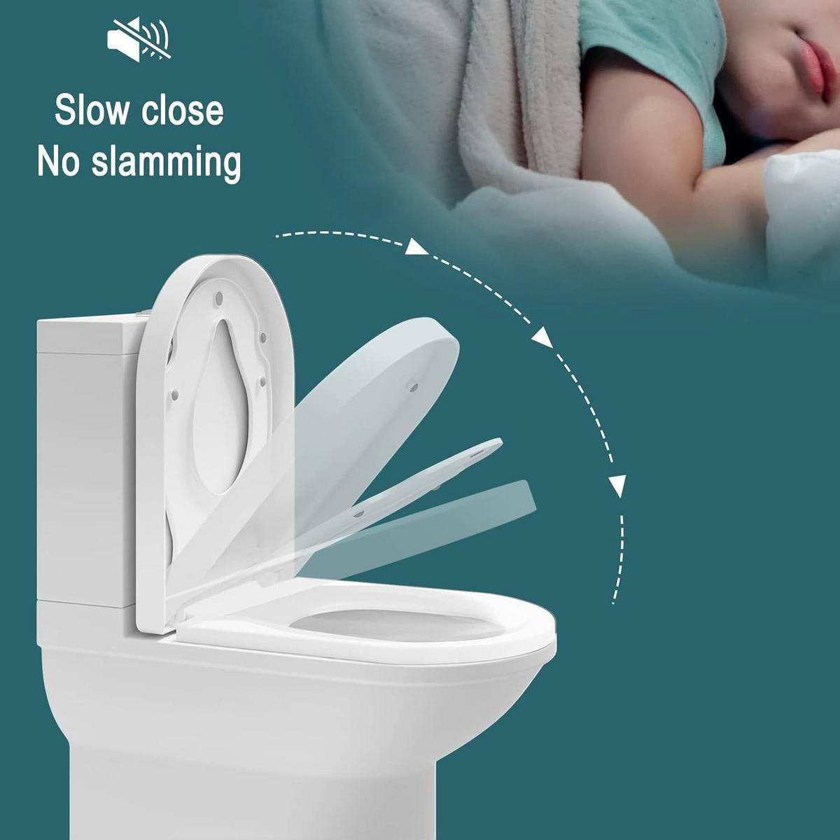 WC SITZ mit Absenkautomatik, Toilettendeckel mit Kindersitz - Weiß, Kunststoff (36/4.4/45cm) - Woltu