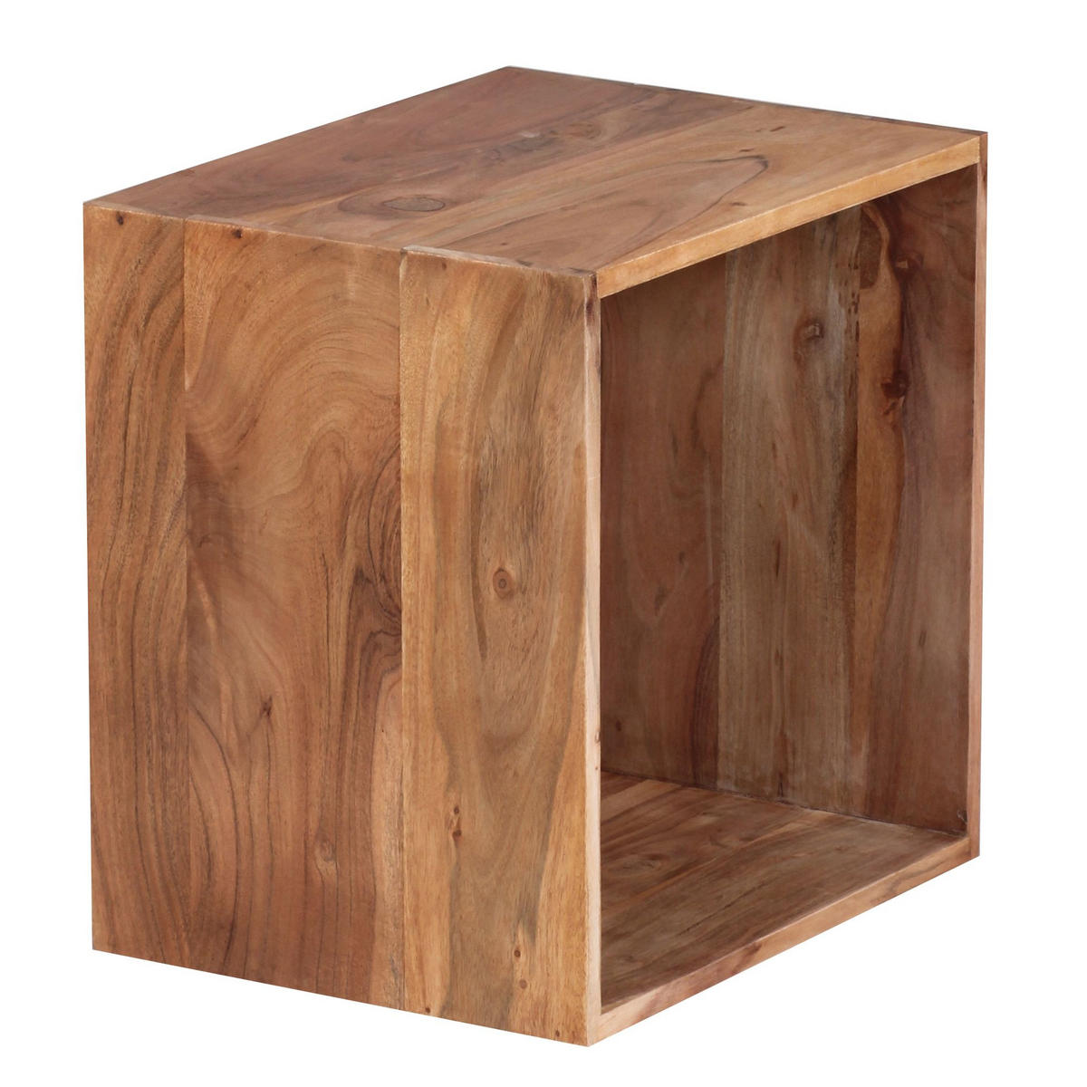 BEISTELLTISCH Massivholz Regalform Cube NAKO, Beige 43x33x43 cm - Beige, Holz (33/43/43cm) - KADIMA DESIGN