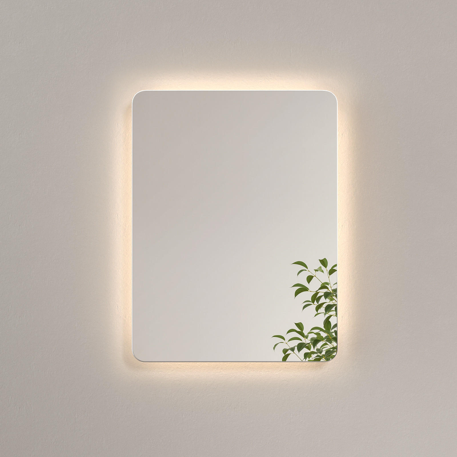 BADSPIEGEL mit Anti-Beschlag Beleuchtung Rechteckig 60/45 cm - Weiß, Glas (45/3.6/60cm) - EMKE