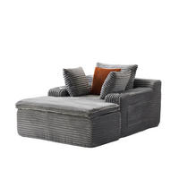SOFA mit Chaise Lounge Grau Cord - Grau, Kunststoff (112/63/165cm) - Meubliv