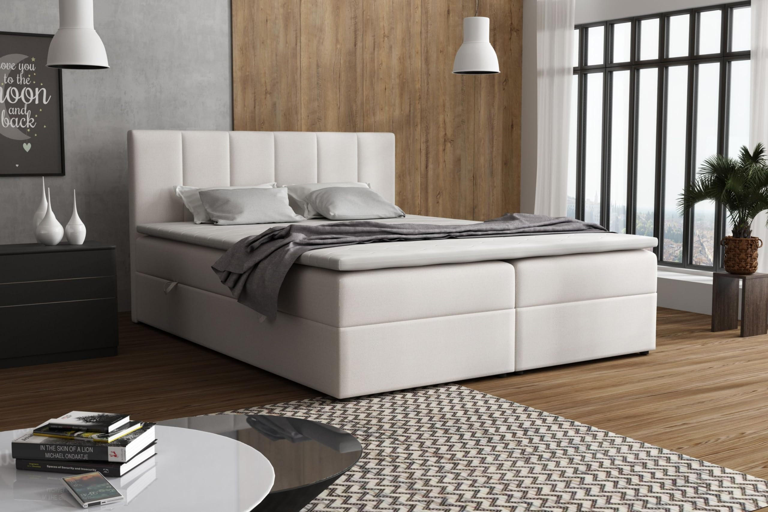 BOXBETT LISA mit Bettkästen H2/H3 Matratze 160 x 200 cm - Beige, Holzwerkstoff (160/200cm) - VENASI MÖBEL
