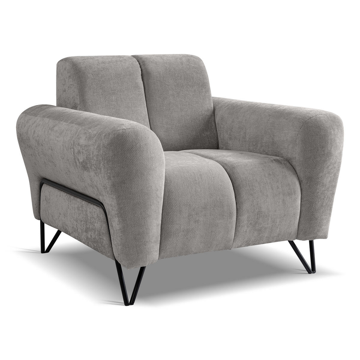 SITZGARNITUR Volare Sofas+Sessel, ohne Schlaffunktion, Hellgrau - Hellgrau, Textil/Metall (220/83/98cm) - Beautysofa