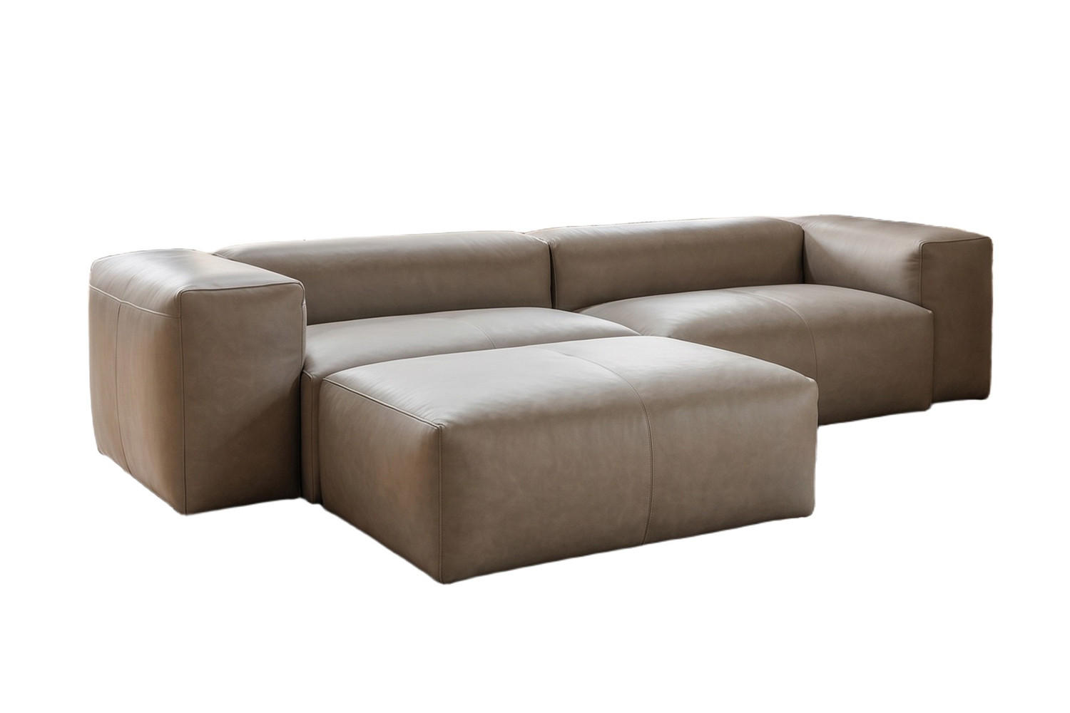 SOFA CELESTE Grau Leder - Schwarz/Grau, Leder/Kunststoff (302/114cm) - KAWOLA