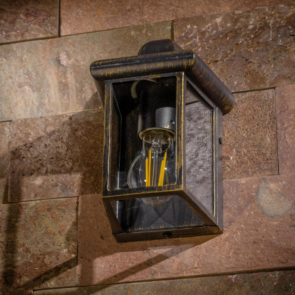 AUSSENWANDLATERNE CAMILA Antike Bronze Klarer Diffusor - Bronzefarben, Metall (14.5/22.5/11.5cm) - CGC Europe