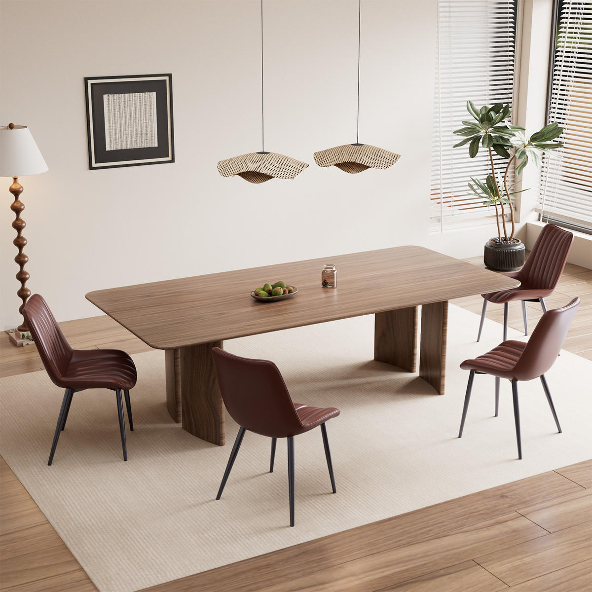 STUHL-SET 2 Stück aus Kunstleder in Modernem Stil-YZ1 - Dunkelbraun, Textil/Metall (53/88/62.5cm) - HOMAVO