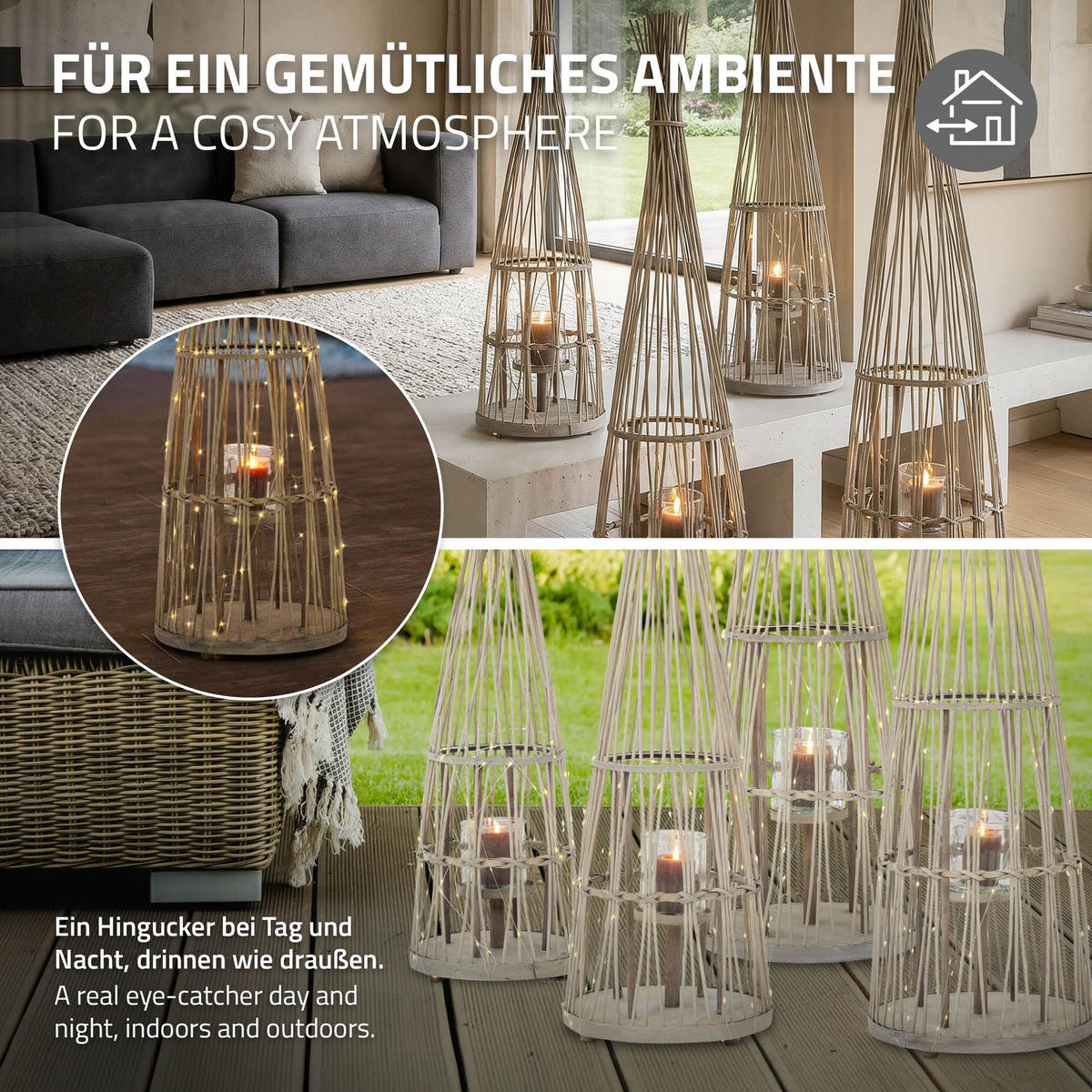 BAMBUSOVÁ LAMPION V: 150 cm, dřevěná barva, styl boho - přírodní, dřevo (35.5/150/35.5cm) - ECD-Germany