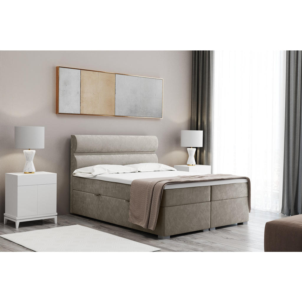 Thumbnail - Kaiser Möbel Boxbett, Beige, Textil, 2 Schubladen, H2, Höhe ca. 20 cm, einmalig seitenverkehrt montierbar,Rechteckig, ec...