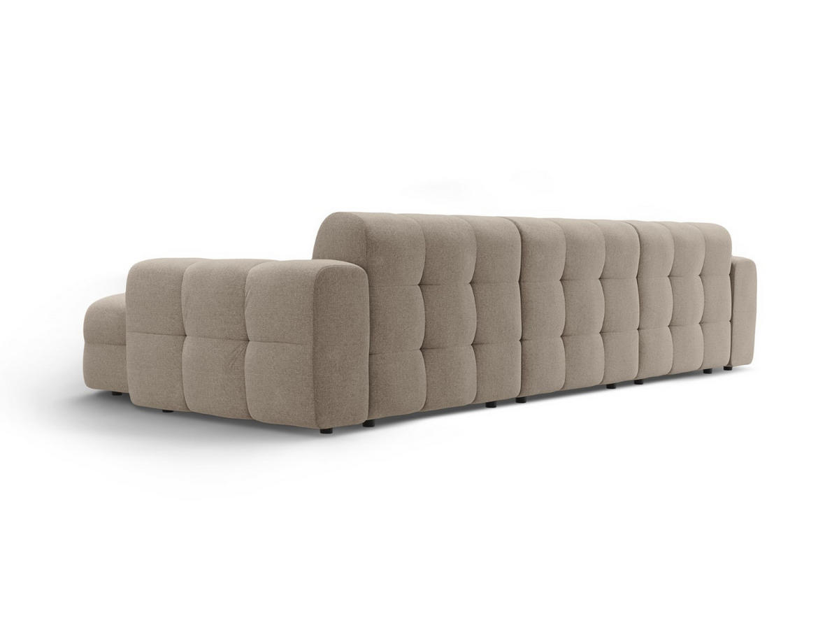 ECKSOFA rechts Kendal aus strukturiertem Stoff dunkelbeige 5 Sitzplätze - Mokka, Textil (173/357cm) - Micadoni