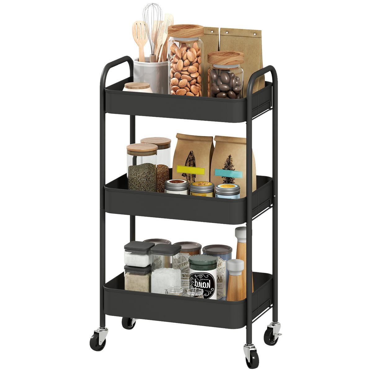 SERVIERWAGEN DE-08528 Schwarz - Schwarz, Metall (30.6/79/45cm) - ComfortXL