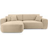 ECKSCHLAFSOFA Harmonia Beige links - Beige/Schwarz, Textil (297/169cm) - Beautysofa