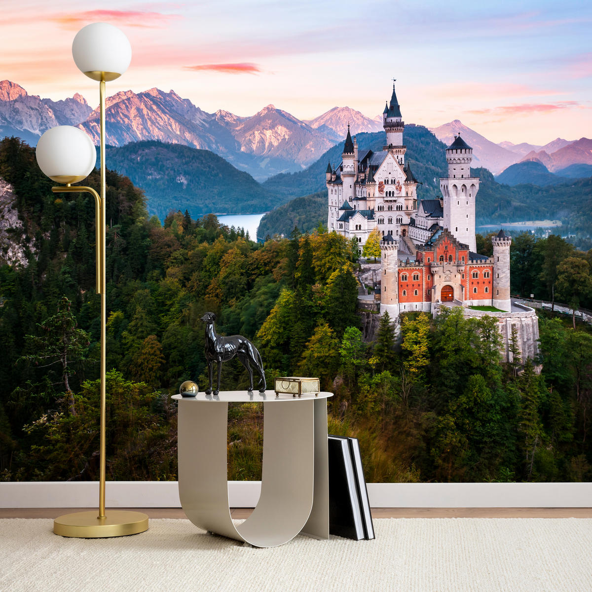 FOTOTAPETE für Schlafzimmer Schloss Bergwald Bäume Grün 150x105 - Multicolor, Papier (150/105cm) - Muralo