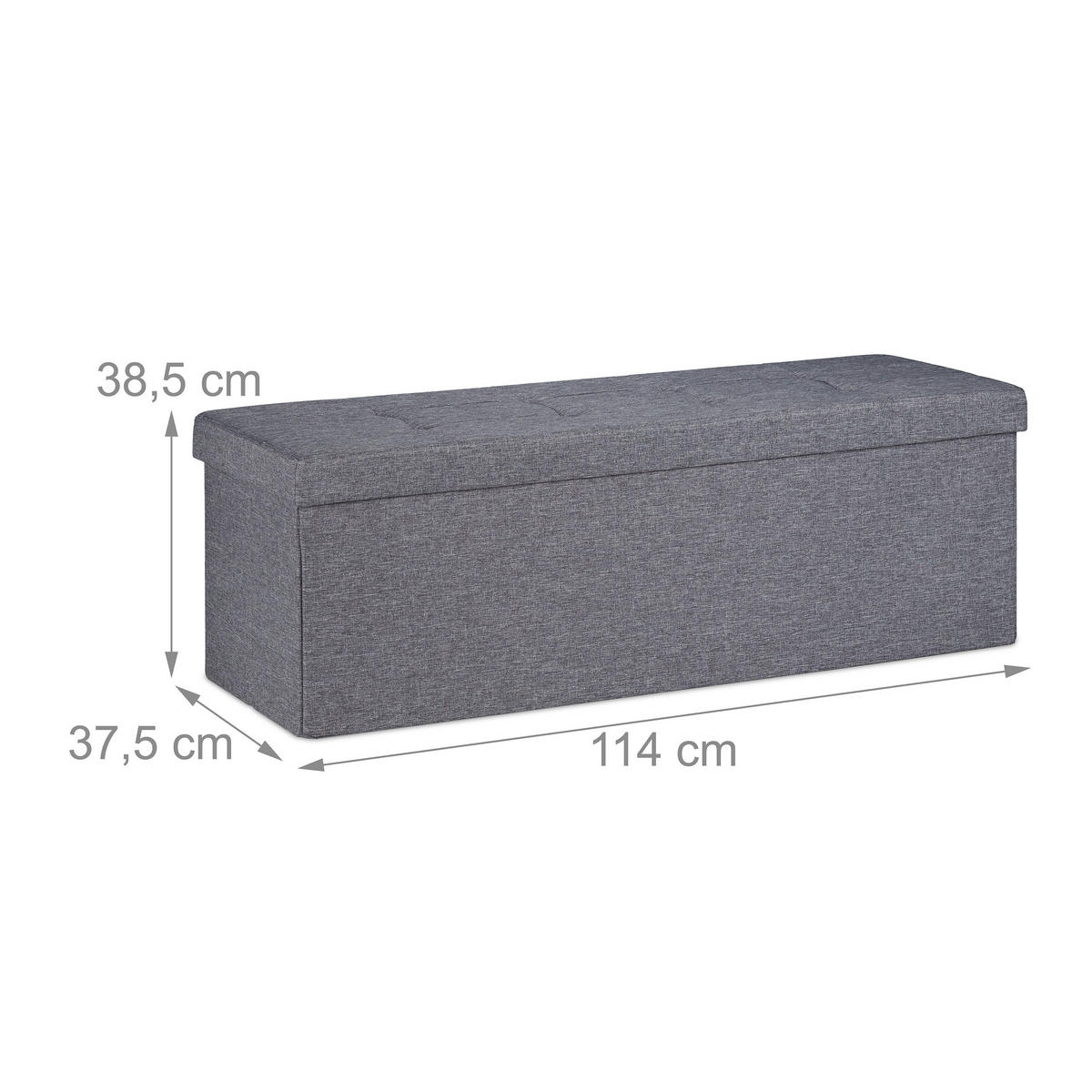 SITZBANK - Anthrazit, Holzwerkstoff/Textil (114/38.5/37.5cm) - Relaxdays