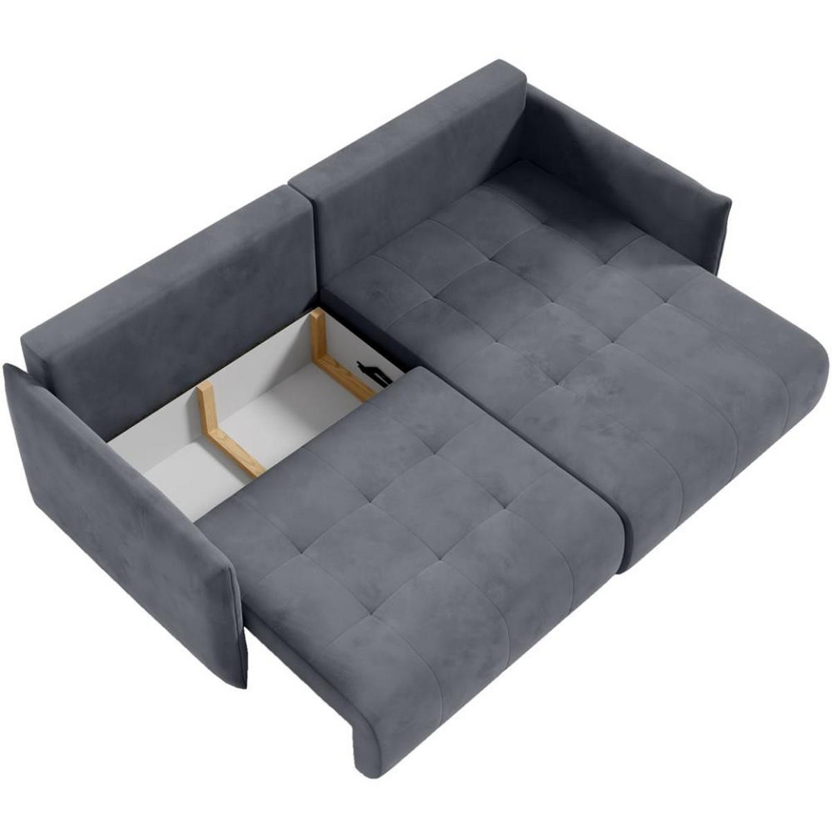 ECKSCHLAFSOFA Henry Mini grau rechts - Schwarz/Grau, Kunststoff/Textil (221/153cm) - Beautysofa