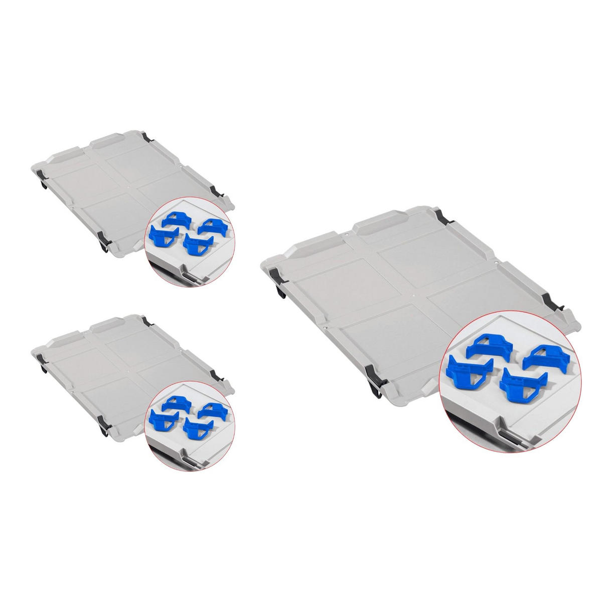 EUROBOX 3x Nextgen Economy Mit Auflagedeckel Grau/Blau Griffe Geschlossen 65 Liter - Blau, Kunststoff (40/32/60cm) - PROREGAL