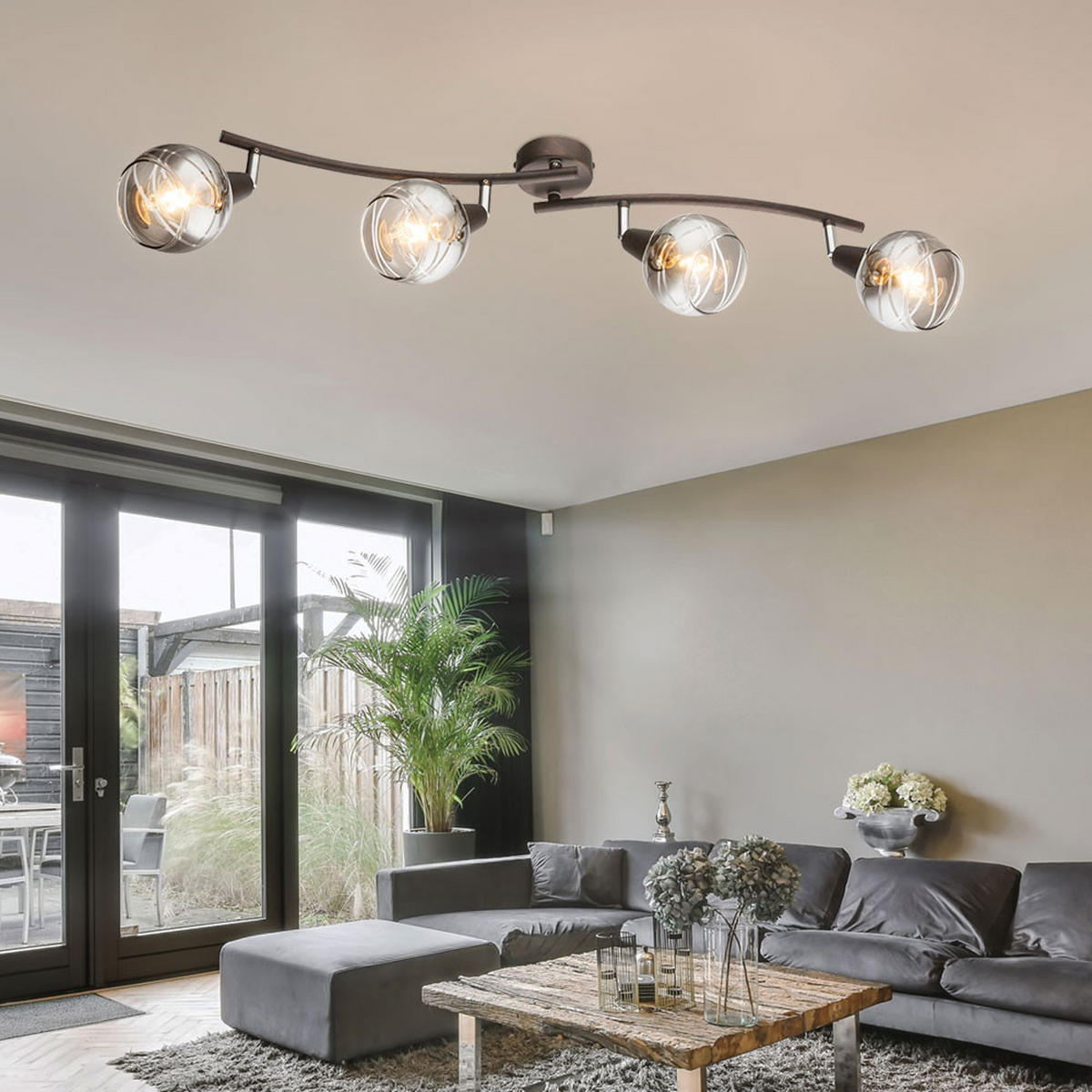 LED DECKENLEUCHTE ISLA Bronze Glas - Bronzefarben, Glas (70/31.5/21cm)