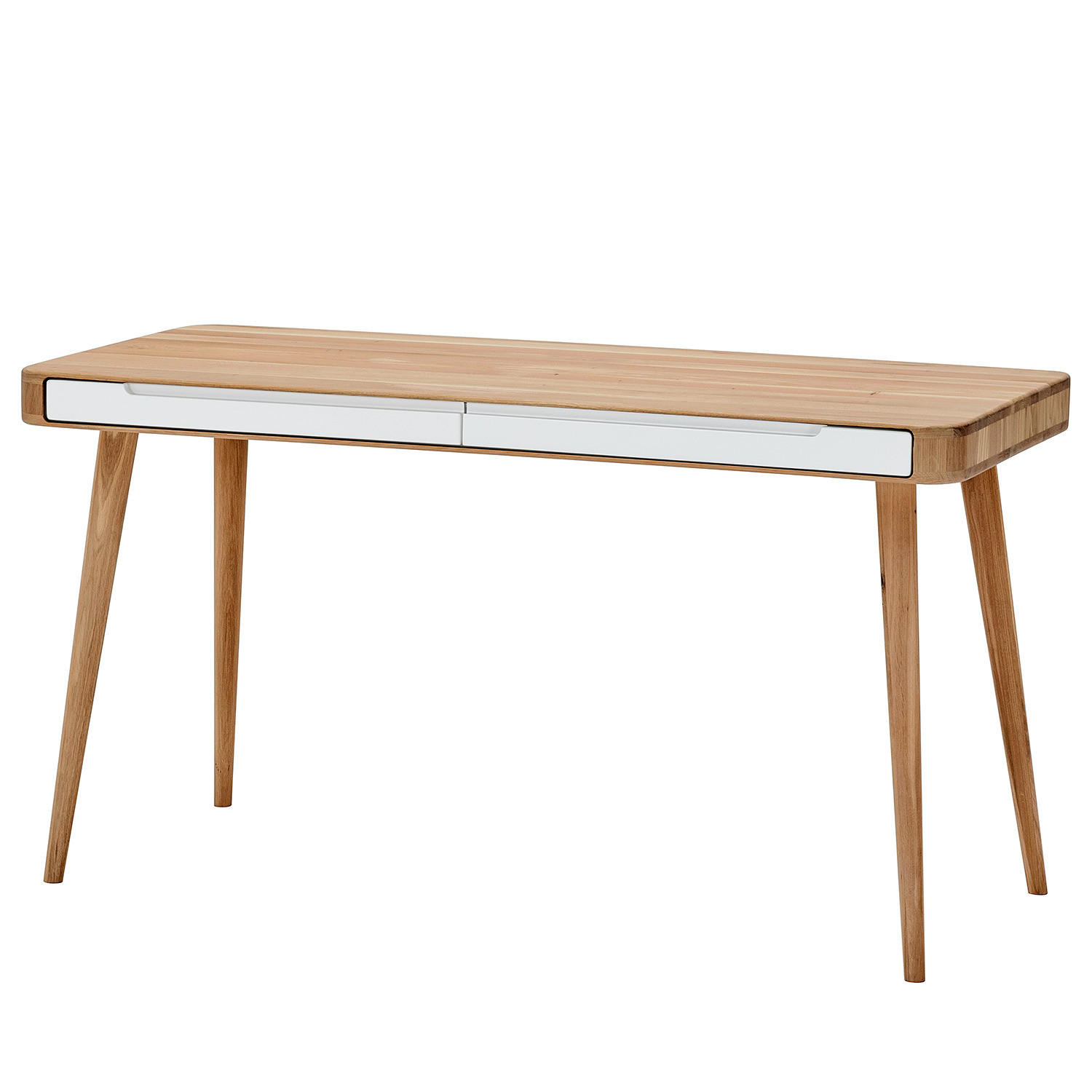 SCHREIBTISCH - Wildeiche teilmassiv, Weiß / Wildeiche - Eichefarben, Holzwerkstoff (60/140/75cm) - home24