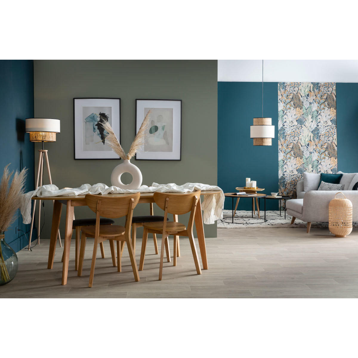 STÜHLE Design Eiche LEENA (2er-Set) - Eiche Bianco, Holz (54.5/80/50cm) - Miliboo