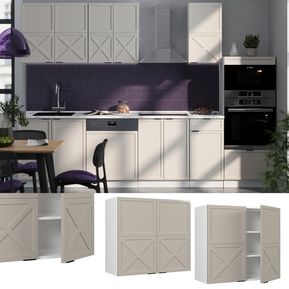 HÄNGESCHRANK Fame-Line GrauBeige 80 cm - Weiß/Grau, Holzwerkstoff (80/72/34.1cm) - Vicco