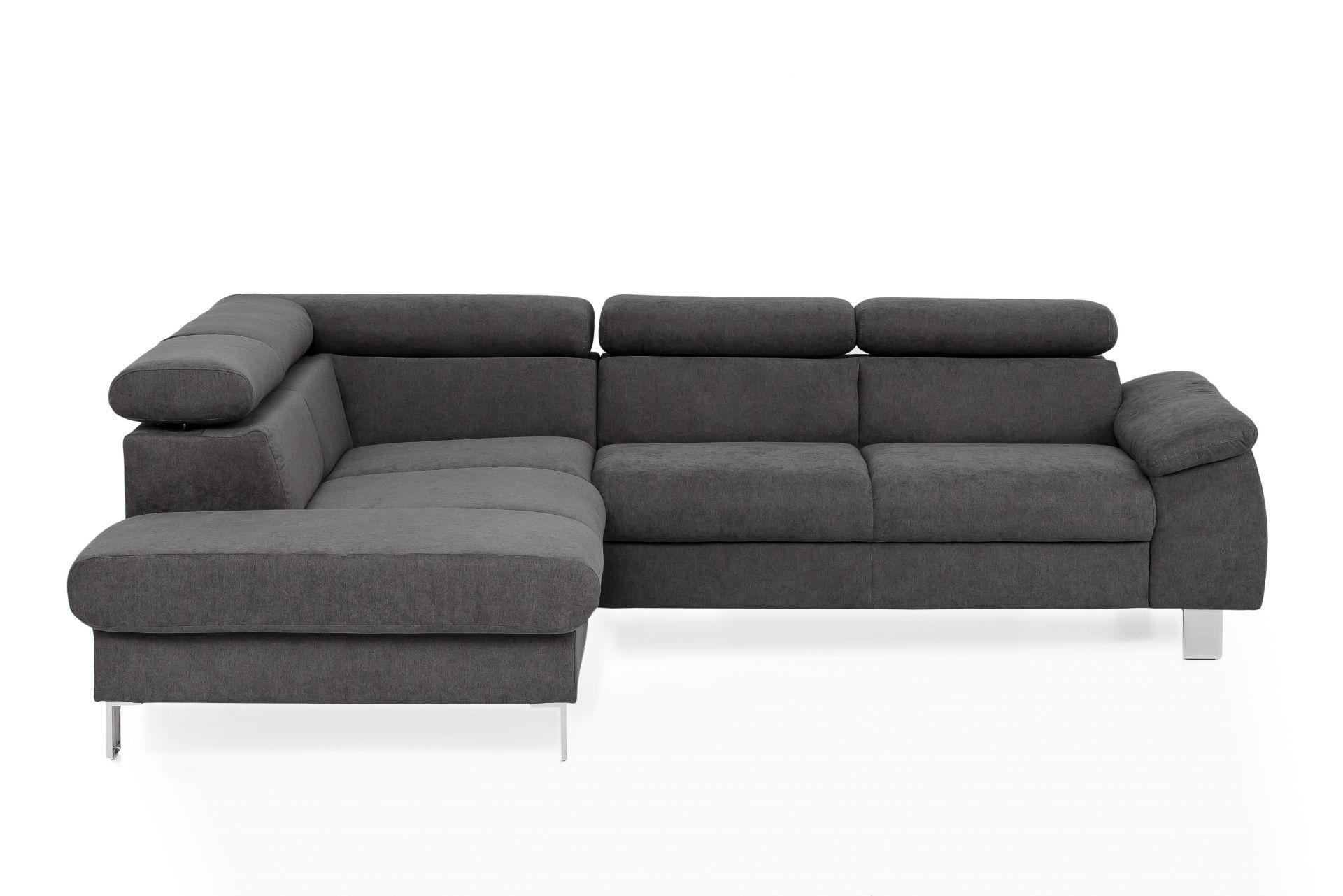 ECKSOFA mit Schlaffunktion und Bettkasten - Chromfarben/Dunkelgrau, Holz/Textil (249/207cm) - Cotta