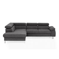 ECKSOFA mit Schlaffunktion und Bettkasten - Chromfarben/Dunkelgrau, Holz/Textil (249/207cm) - Cotta