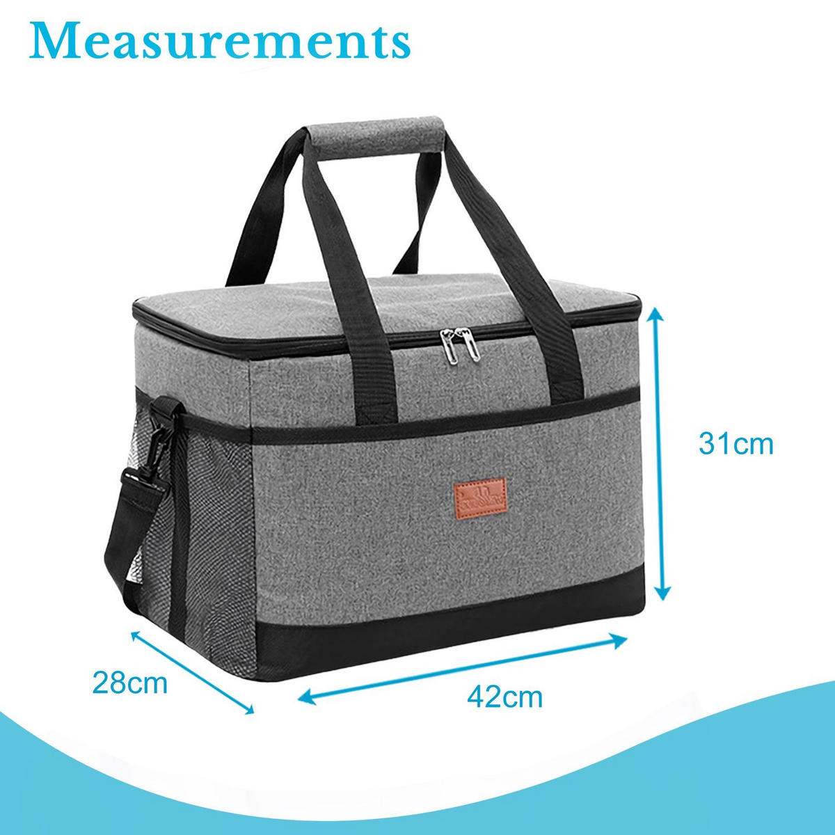 KÜHLTASCHE Thermotasche - Grau, Textil (28/31/42cm) - Intirilife