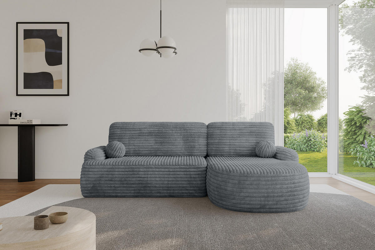 ECKSOFA mit Schlaffunktion und Bettkasten LIRA-L - 264x172x89 Dunkelgrau - Dunkelgrau, Holzwerkstoff/Textil (172/264cm) - ALTDECOR