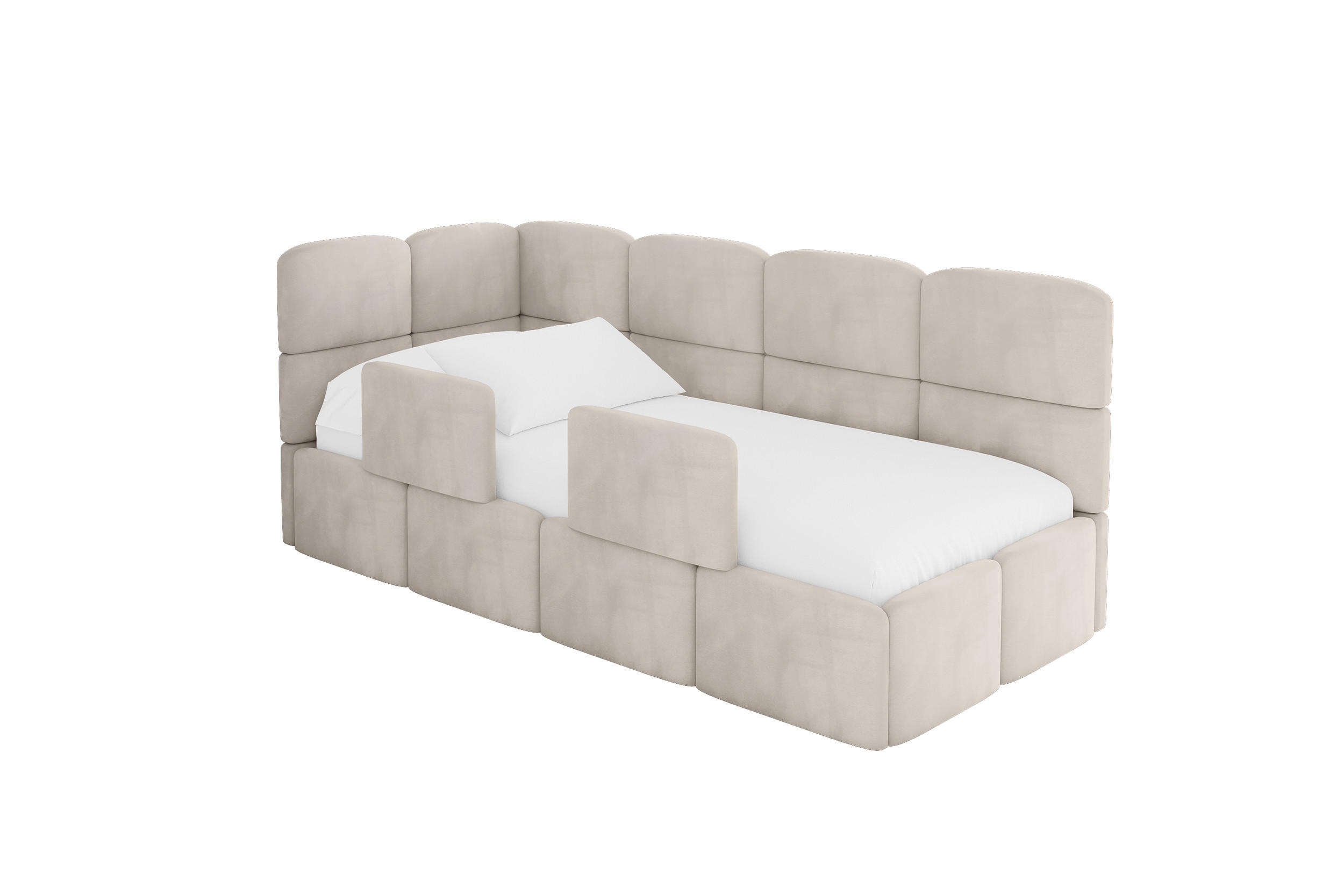 ALTDECOR JEDNOLŮŽKOVÁ POSTEL pro mládež s úložným prostorem a matrací H3/H4, vpravo - KIVY 100x200 béžová