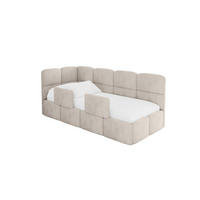 EINZELLBETT Jugendbett mit Bettkasten und Matratze H3/H4, Rechts - KIVY 80x200 Beige - Sandfarben, Holzwerkstoff/Textil (80/200cm) - ALTDECOR
