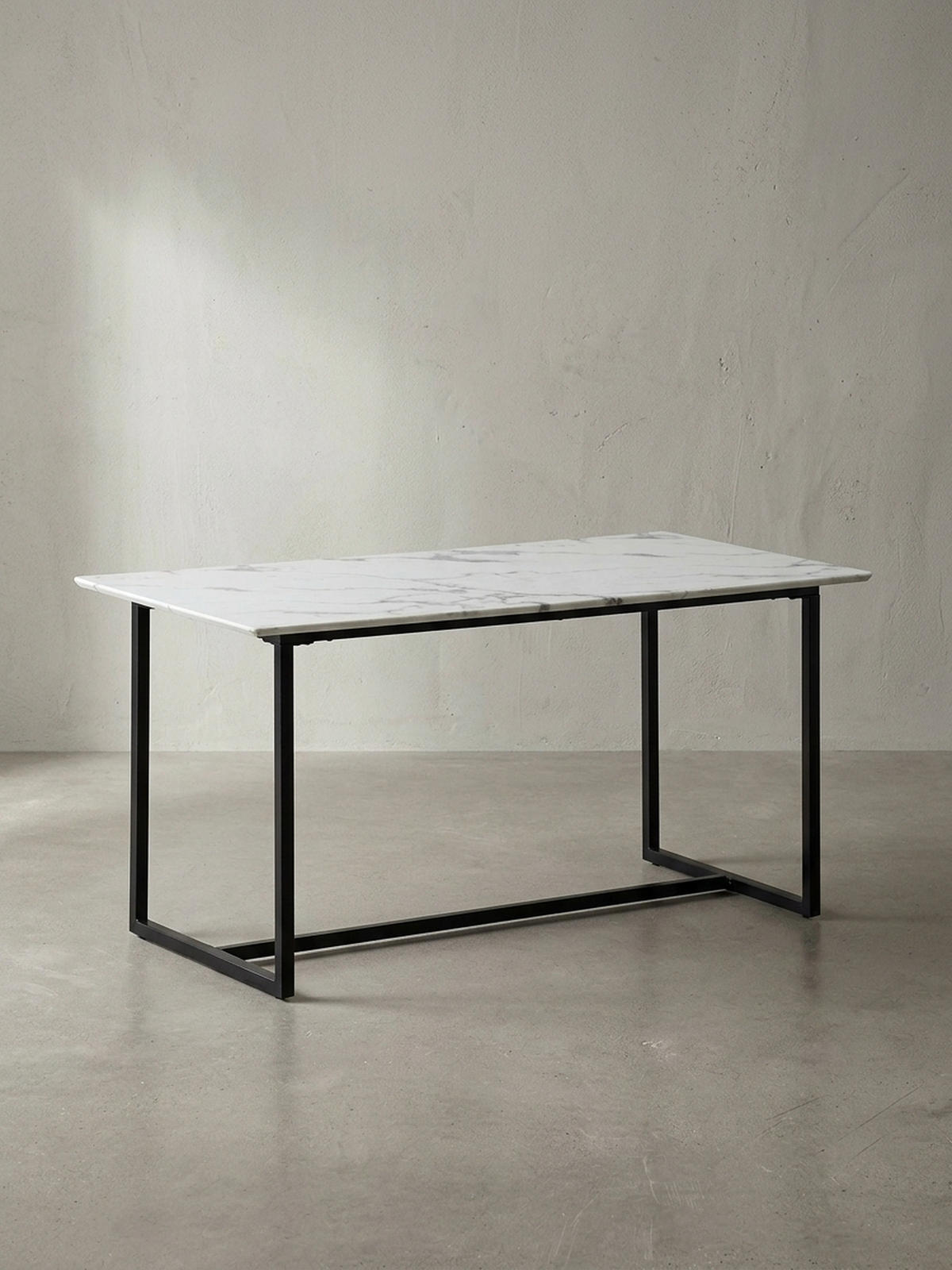 ESSTISCH Marmoroptik Metall Rechteckig Modern Klein, Weiß 200x90x76 cm - Schwarz/Weiß, Holzwerkstoff/Metall (90/200/76cm) - KADIMA DESIGN